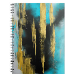 Kunstmatige Abstracte kunst in Turquoise, Gold en  Notitieboek