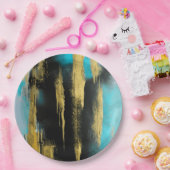 Kunstmatige Abstracte kunst in Turquoise, Gold en  Papieren Bordje (Feest)