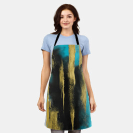 Kunstmatige Abstracte kunst in Turquoise, Gold en  Schort