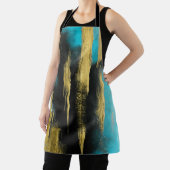 Kunstmatige Abstracte kunst in Turquoise, Gold en  Schort (Insitu)