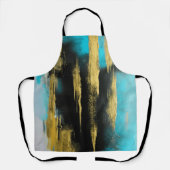 Kunstmatige Abstracte kunst in Turquoise, Gold en  Schort (Voorkant)