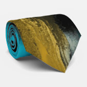 Kunstmatige Abstracte kunst in Turquoise, Gold en Stropdas (Opgerold)