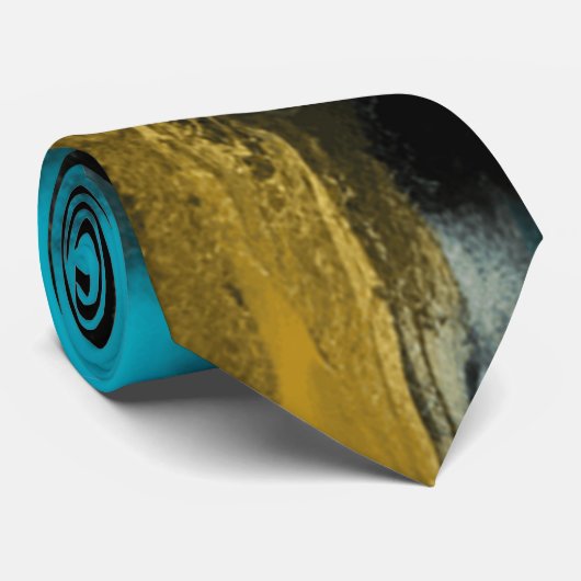 Kunstmatige Abstracte kunst in Turquoise, Gold en Stropdas (Opgerold)