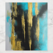 Kunstmatige Abstracte kunst in Turquoise, Gold en Wijn Etiket (Enkel label)