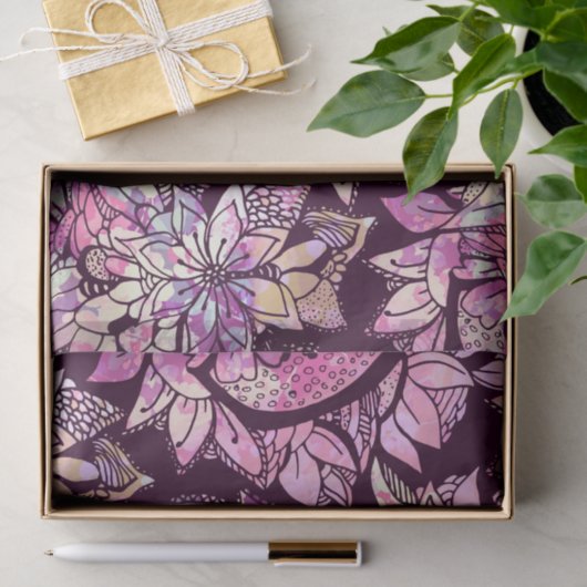 Kunstmatige Abstracte roze Paarse handtekeningen Tissuepapier (Geschenk)