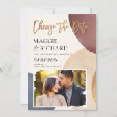 Kunstmatige Abstracte vorm Foto Verander de datum Save The Date (Voorkant)