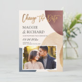 Kunstmatige Abstracte vorm Foto Verander de datum Save The Date (Staand voorkant)