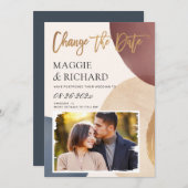 Kunstmatige Abstracte vorm Foto Verander de datum Save The Date (Voorkant / Achterkant)