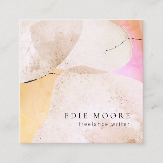 Kunstmatige Abstracte Waterverf Art Square Vierkante Visitekaartje (Voorkant)