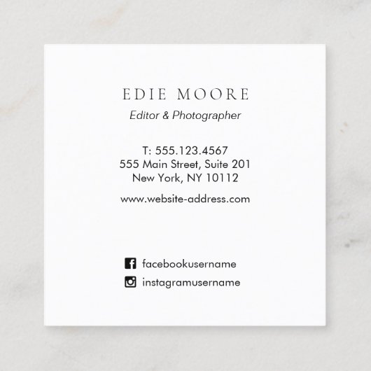 Kunstmatige Abstracte Waterverf Art Square Vierkante Visitekaartje (Achterkant)