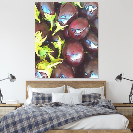 Kunstmatige Aubergines Black Outline Art Canvas Afdruk (Insitu (Slaapkamer))