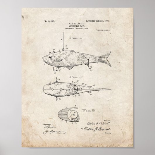 Kunstmatige Bait Patent - Oude look Poster (Voorkant)