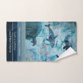 Kunstmatige blauwe grijze blauwgroen kleur kusttek handdoek (Handdoek)