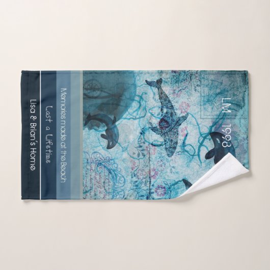 Kunstmatige blauwe grijze blauwgroen kleur kusttek handdoek (Handdoek)