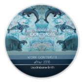 Kunstmatige blauwe grijze blauwgroen kleur kusttek keramische knop (Voorkant)