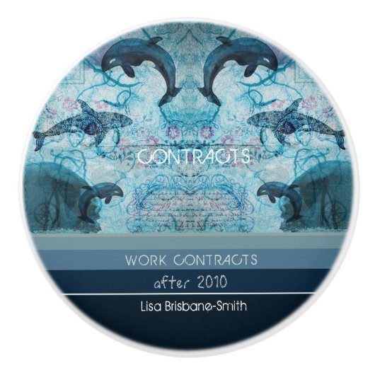 Kunstmatige blauwe grijze blauwgroen kleur kusttek keramische knop (Voorkant)