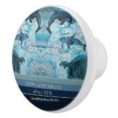 Kunstmatige blauwe grijze blauwgroen kleur kusttek keramische knop (Rechts)