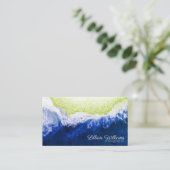 Kunstmatige blauwe oceaangolven Groene Glitter Bea Visitekaartje (Staand voorkant)