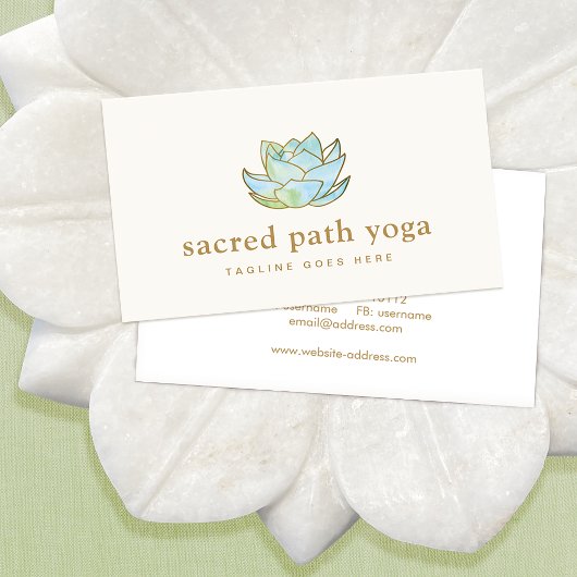 Kunstmatige blauwe Waterverf Lotus Flower Floral Visitekaartje