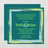 Kunstmatige blauwgroen blauwe groene verfbruiloft kaart (Voorkant / Achterkant)