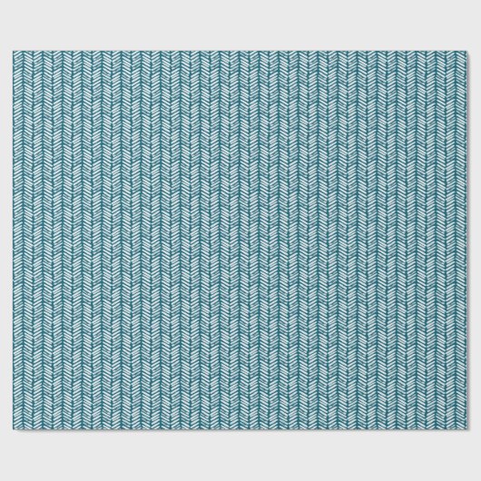 Kunstmatige Blauwgroen blauwe groene zigzag Stripe Cadeaupapier (Vlak)