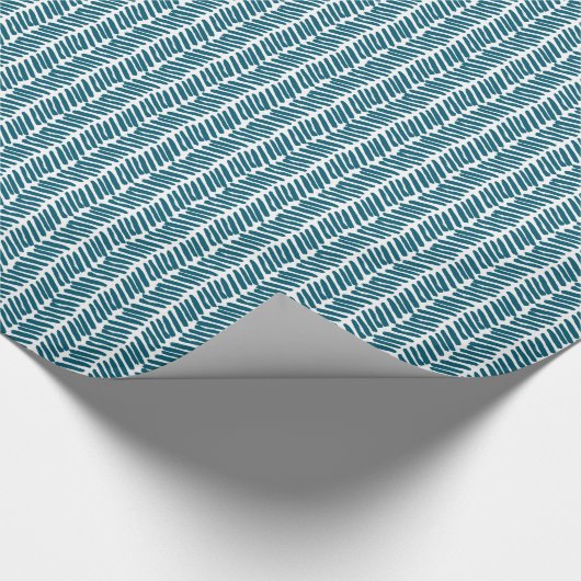 Kunstmatige Blauwgroen Blauwe Groene Zigzag Stripe Cadeaupapier (Hoek)