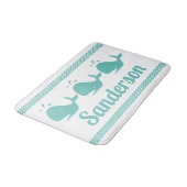 Kunstmatige Blauwgroen blauwe walvis en golven Bla Badmat (Gekanteld)