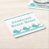 Kunstmatige Blauwgroen blauwe walvis en golven Bla Kartonnen Onderzetters (Schuin)