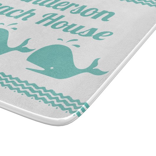 Kunstmatige Blauwgroen blauwe walvis en golven Bla Snijplank (Hoek)