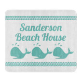 Kunstmatige Blauwgroen blauwe walvis en golven Bla Snijplank (Voorkant)