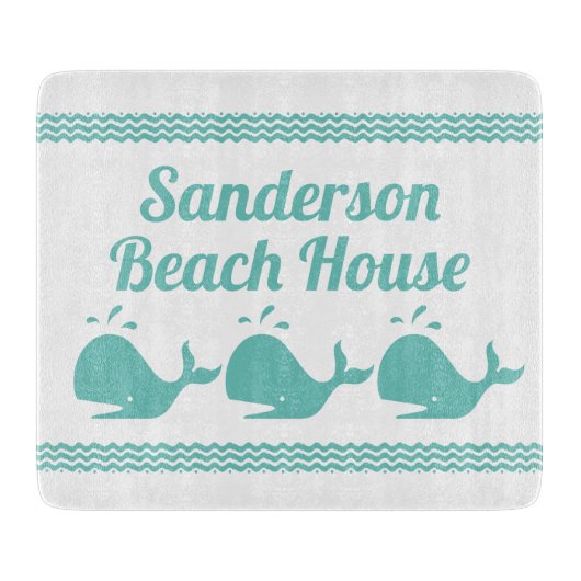 Kunstmatige Blauwgroen blauwe walvis en golven Bla Snijplank (Voorkant)