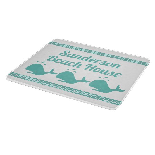 Kunstmatige Blauwgroen blauwe walvis en golven Bla Snijplank (Hoek)