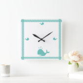 Kunstmatige Blauwgroen blauwe walvis Stripe kust N Vierkante Klok (Huis)