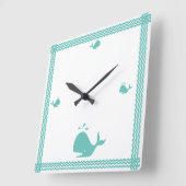 Kunstmatige Blauwgroen blauwe walvis Stripe kust N Vierkante Klok (Hoek)