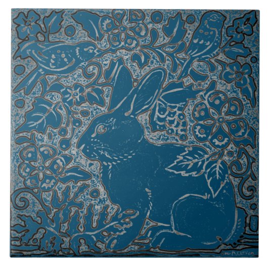 Kunstmatige Blauwgroen konijnenfokkerij Tegeltje (Voorkant)