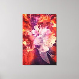 Kunstmatige Bourgogne Floral Abstracte schilderije Canvas Afdruk
