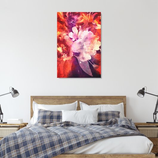 Kunstmatige Bourgogne Floral Abstracte schilderije Canvas Afdruk (Insitu (Slaapkamer))