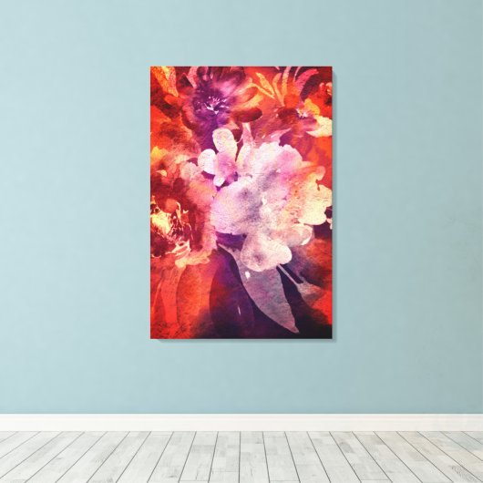 Kunstmatige Bourgogne Floral Abstracte schilderije Canvas Afdruk (Insitu (Houten vloer))