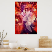 Kunstmatige Bourgogne Floral Abstracte schilderije Poster (Keuken)