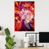 Kunstmatige Bourgogne Floral Abstracte schilderije Poster (Thuiskantoor)