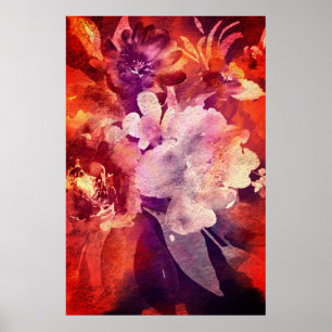 Kunstmatige Bourgogne Floral Abstracte schilderije Poster
