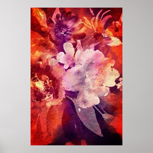 Kunstmatige Bourgogne Floral Abstracte schilderije Poster (Voorkant)