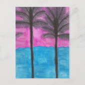 Kunstmatige Briefkaart Waterverf Palm Trees (Voorkant)
