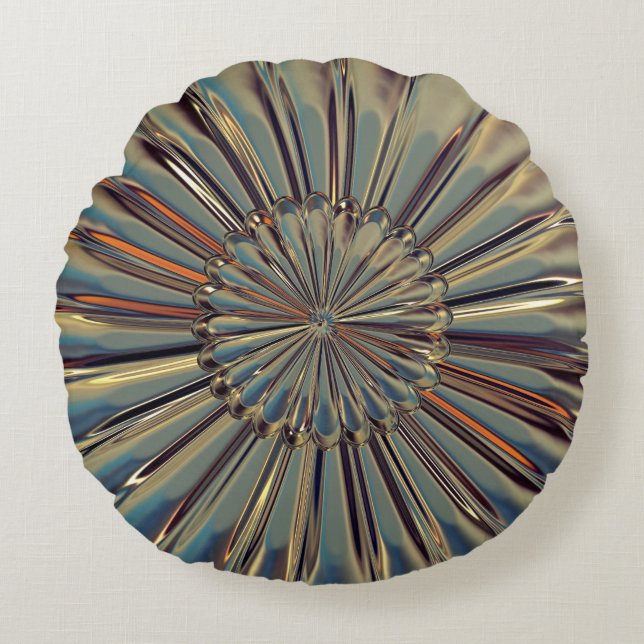 Kunstmatige bronzen metalen gouden ventilatorschaa rond kussen (Voorkant)