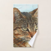 Kunstmatige Cartoon Stijl tabby Cat RB Bad Handdoek (Handdoek)