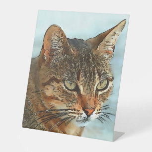 Kunstmatige Cartoon Stijl tabby Cat RB Reclamebord Met Voetstuk