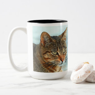 Kunstmatige Cartoon Stijl tabby Cat RB Tweekleurige Koffiemok