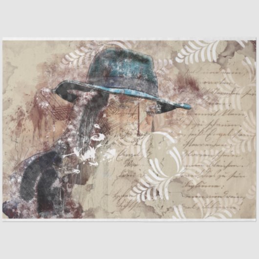 Kunstmatige collage 11-Girl 20x30-deklaagpapier Tissuepapier (Voorkant)