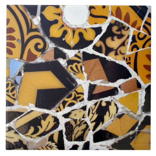 Kunstmatige collage van Broken Tiles-Brown Tegeltje (Voorkant)