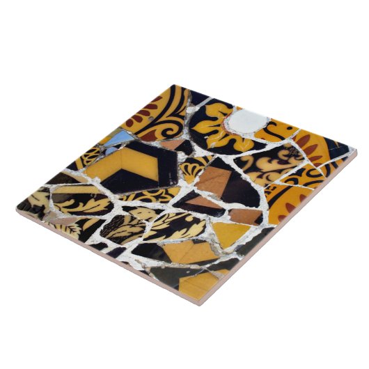 Kunstmatige collage van Broken Tiles-Brown Tegeltje (Zijkant)